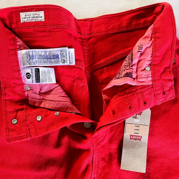 NWT Levis Premium 501 Jeans Women 26x28 Red High Rise Straight Made USA 90 Denim - Picture 12 of 14